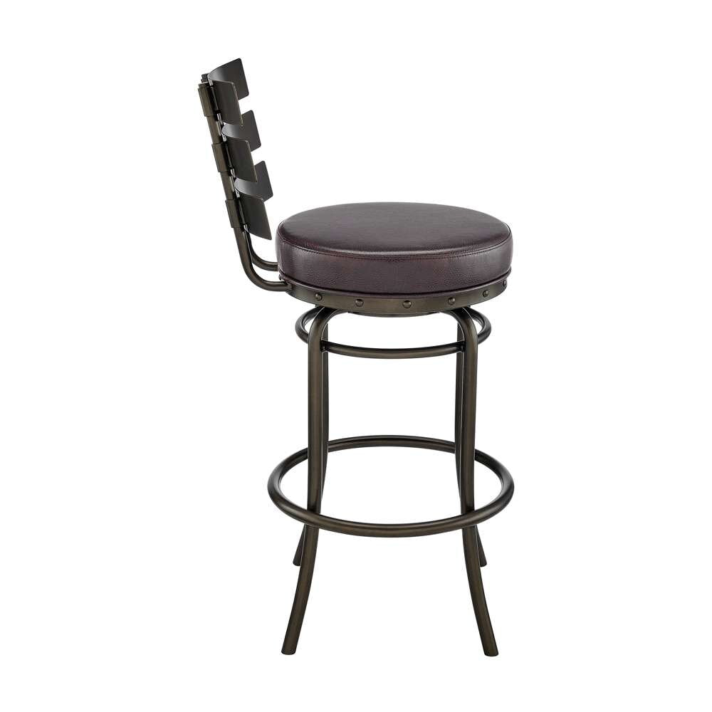 Armen Living - Natya Swivel Counter or Bar Stool in Mocha Finish with Brown Faux Leather - 840254333673 veiw 3