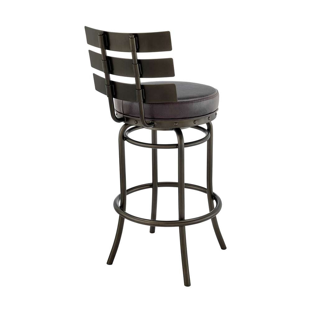 Armen Living - Natya Swivel Counter or Bar Stool in Mocha Finish with Brown Faux Leather - 840254333673 veiw 4