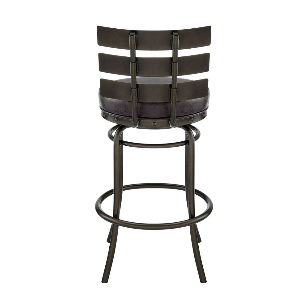 Armen Living - Natya Swivel Counter or Bar Stool in Mocha Finish with Brown Faux Leather - 840254333673 veiw 5