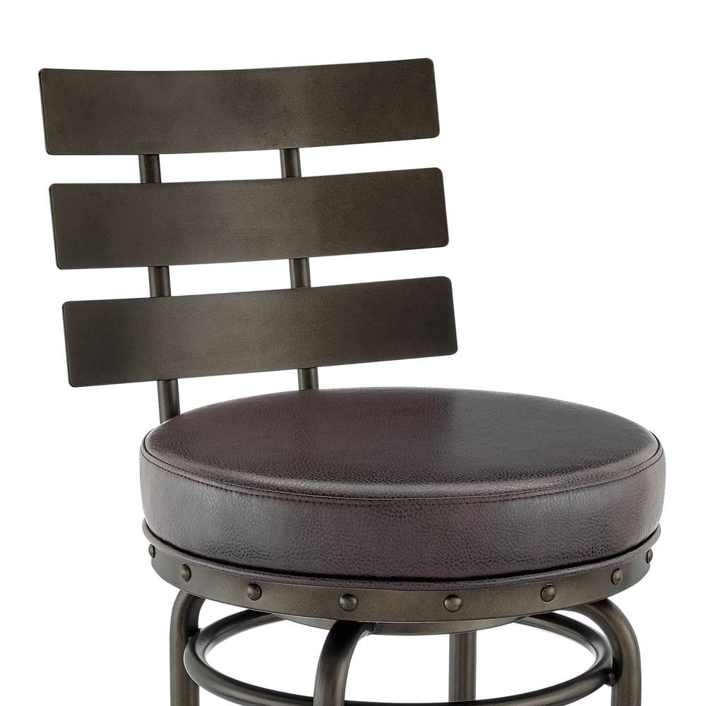 Armen Living - Natya Swivel Counter or Bar Stool in Mocha Finish with Brown Faux Leather - 840254333673 veiw 6