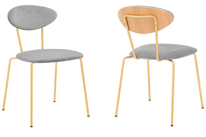 Armen Living - Neo Modern Gray Velvet and Gold Metal Leg Dining Room Chairs (Set of 2) - LCNESIGLGRY veiw 1