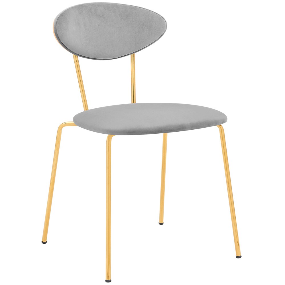 Armen Living - Neo Modern Gray Velvet and Gold Metal Leg Dining Room Chairs (Set of 2) - LCNESIGLGRY veiw 2