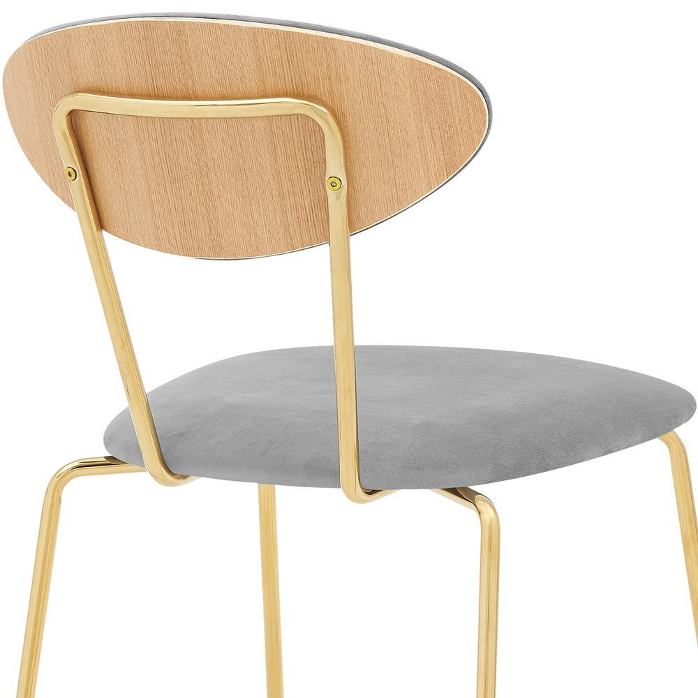 Armen Living - Neo Modern Gray Velvet and Gold Metal Leg Dining Room Chairs (Set of 2) - LCNESIGLGRY veiw 6