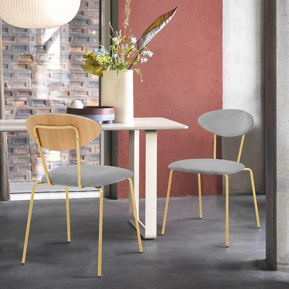 Armen Living - Neo Modern Gray Velvet and Gold Metal Leg Dining Room Chairs (Set of 2) - LCNESIGLGRY veiw 8
