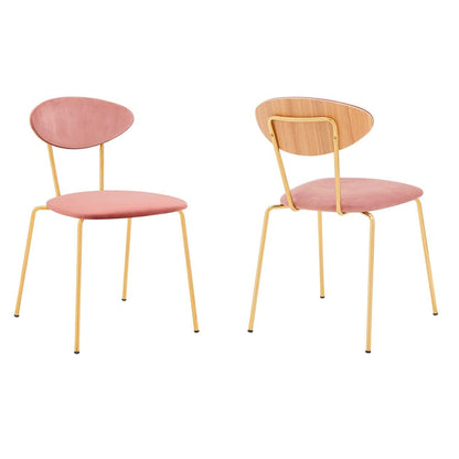Armen Living - Neo Modern Pink Velvet and Gold Metal Leg Dining Room Chairs (Set of 2) - LCNESIGLPNK veiw 1