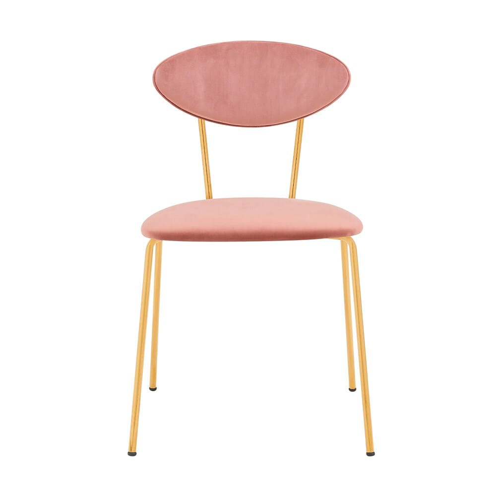 Armen Living - Neo Modern Pink Velvet and Gold Metal Leg Dining Room Chairs (Set of 2) - LCNESIGLPNK veiw 3