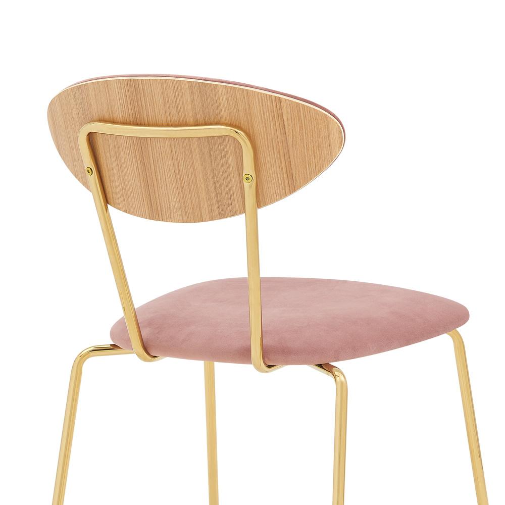 Armen Living - Neo Modern Pink Velvet and Gold Metal Leg Dining Room Chairs (Set of 2) - LCNESIGLPNK veiw 6