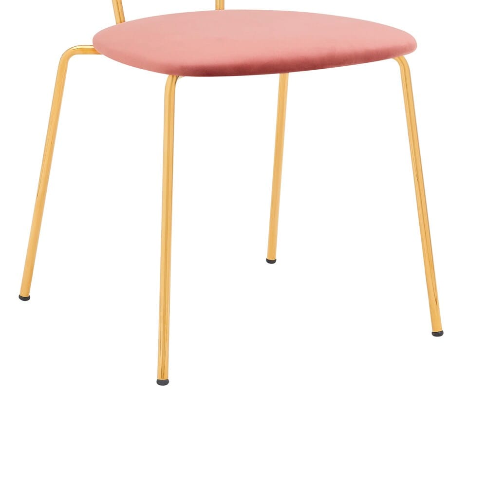 Armen Living - Neo Modern Pink Velvet and Gold Metal Leg Dining Room Chairs (Set of 2) - LCNESIGLPNK veiw 7