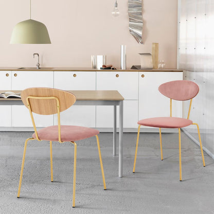 Armen Living - Neo Modern Pink Velvet and Gold Metal Leg Dining Room Chairs (Set of 2) - LCNESIGLPNK veiw 8