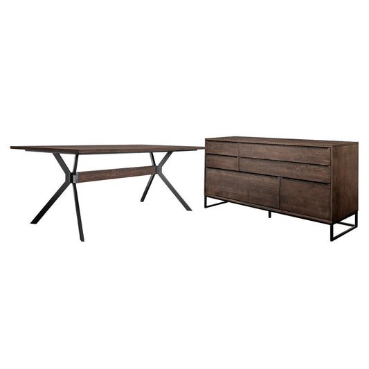 Armen Living - Nevada Rustic 2 piece set with Dining Table and Sideboard in Dark Brown  - SETNVDISMK2A veiw 1