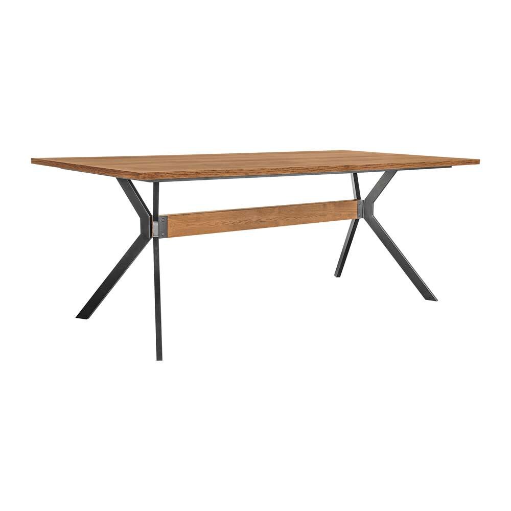 Armen Living - Nevada Rustic Oak Wood Trestle Base Dining Table in Balsamico - LCNVDIBAL veiw 1