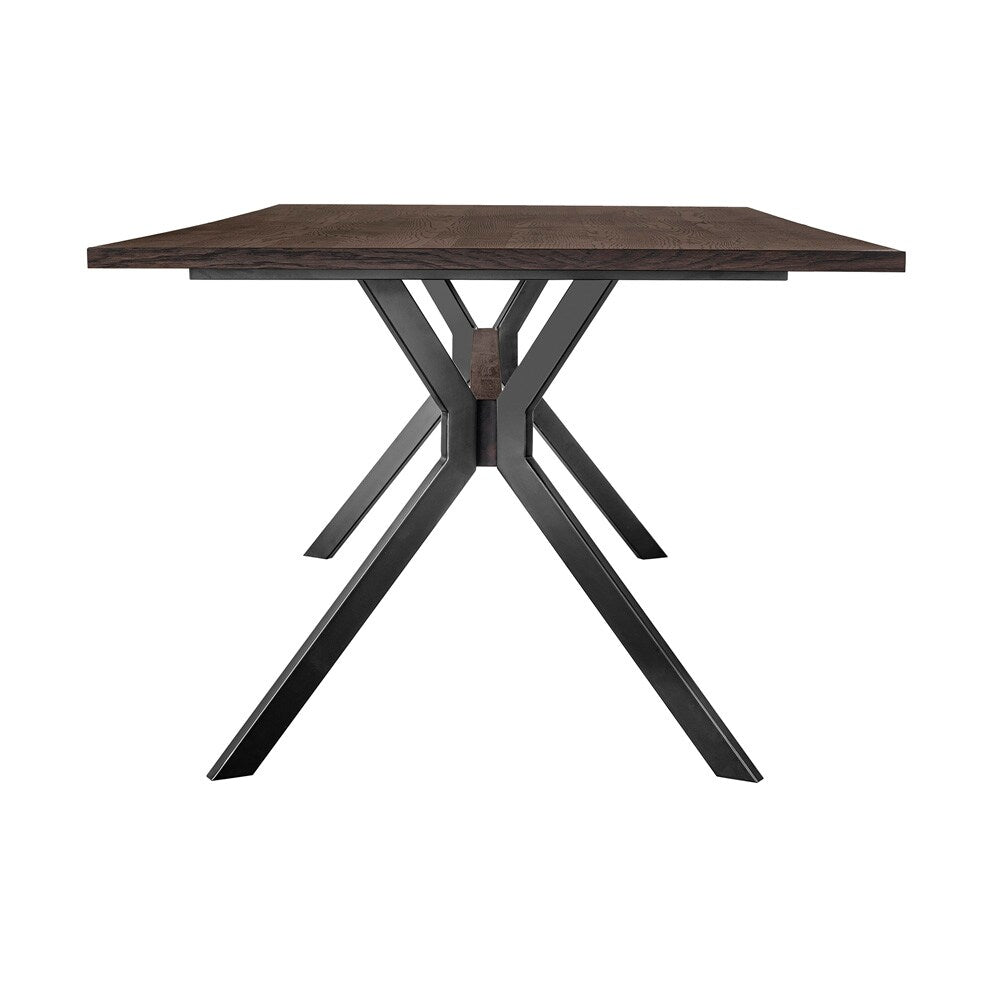 Armen Living - Nevada Rustic Oak Wood Trestle Base Dining Table In Dark Brown - LCNVDISMK veiw 3