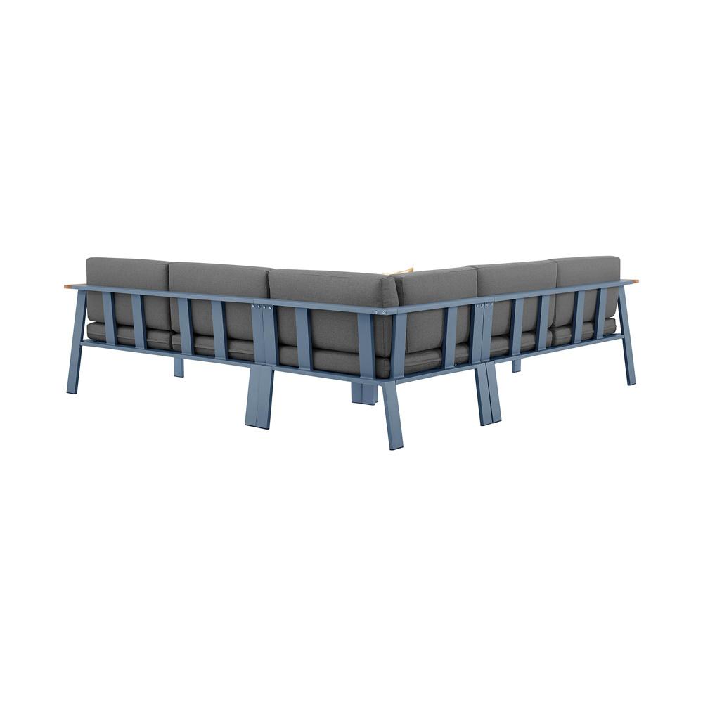 Armen Living - Nofi Outdoor Patio Sectional Set in Gray Finish with Gray Cushions and Teak Wood - SETODNOSEGR veiw 2