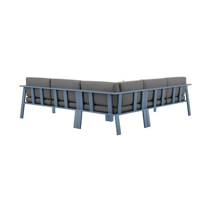 Armen Living - Nofi Outdoor Patio Sectional Set in Gray Finish with Gray Cushions and Teak Wood - SETODNOSEGR veiw 2