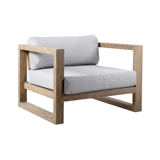 Armen Living - Paradise Outdoor Light Eucalyptus Wood Lounge Chair with Grey Cushions - LCPRCHLALT veiw 1