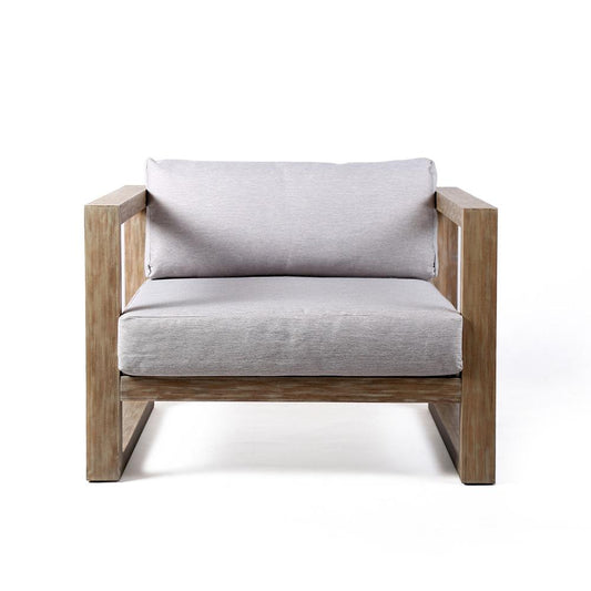Armen Living - Paradise Outdoor Light Eucalyptus Wood Lounge Chair with Grey Cushions - LCPRCHLALT veiw 2