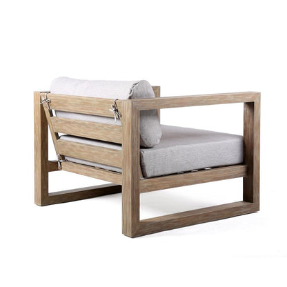 Armen Living - Paradise Outdoor Light Eucalyptus Wood Lounge Chair with Grey Cushions - LCPRCHLALT veiw 3