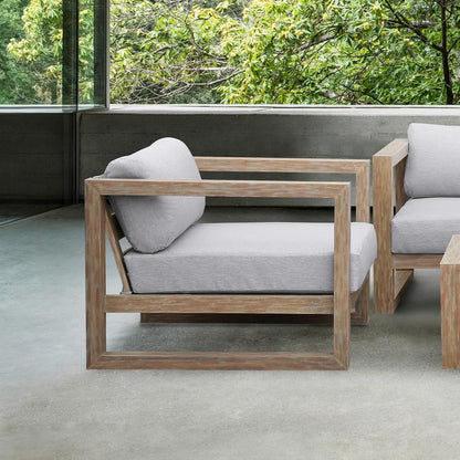 Armen Living - Paradise Outdoor Light Eucalyptus Wood Lounge Chair with Grey Cushions - LCPRCHLALT veiw 9