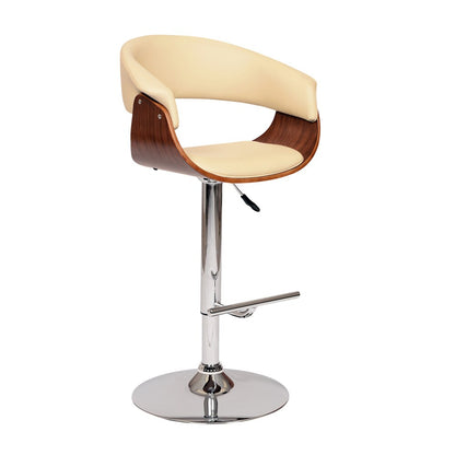 Armen Living - Paris Cream Faux Leather Adjustable Height Swivel Walnut Wood and Chrome Bar Stool - LCPASWBACRWA veiw 1