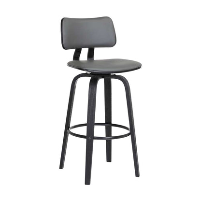 Armen Living  - Pico 26in Swivel Black Wood Counter Stool in Grey Faux Leather with Black Metal - LCPIBABLKGRY26 veiw 1