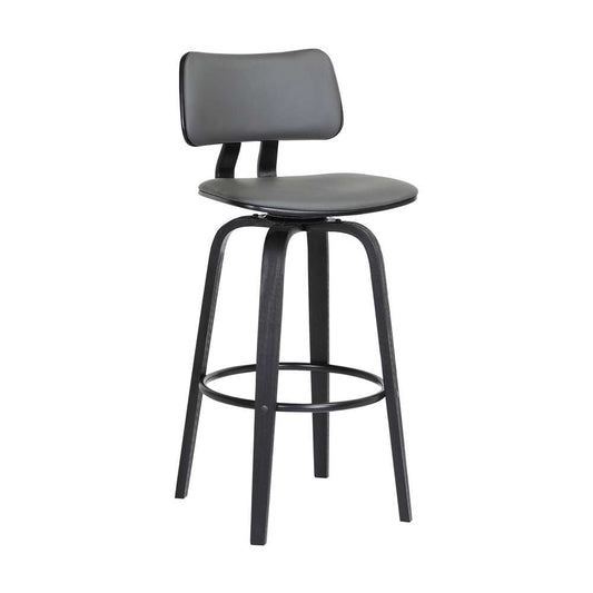 Armen Living  - Pico 26in Swivel Black Wood Counter Stool in Grey Faux Leather with Black Metal - LCPIBABLKGRY26 veiw 1