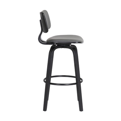 Armen Living  - Pico 26in Swivel Black Wood Counter Stool in Grey Faux Leather with Black Metal - LCPIBABLKGRY26 veiw 2