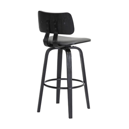 Armen Living  - Pico 26in Swivel Black Wood Counter Stool in Grey Faux Leather with Black Metal - LCPIBABLKGRY26 veiw 3