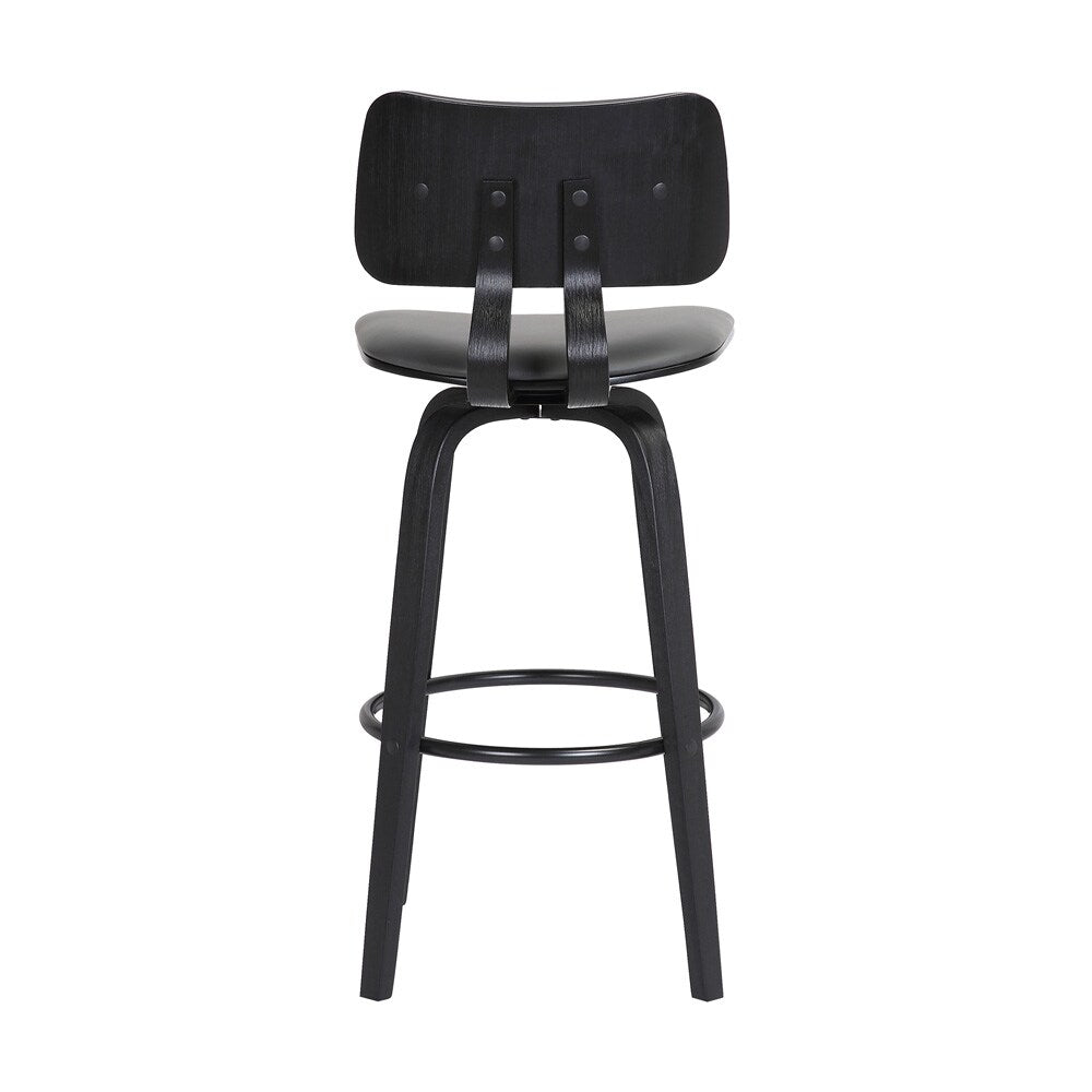Armen Living  - Pico 26in Swivel Black Wood Counter Stool in Grey Faux Leather with Black Metal - LCPIBABLKGRY26 veiw 4