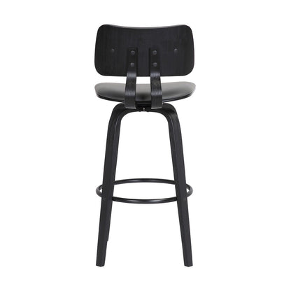 Armen Living  - Pico 26in Swivel Black Wood Counter Stool in Grey Faux Leather with Black Metal - LCPIBABLKGRY26 veiw 4