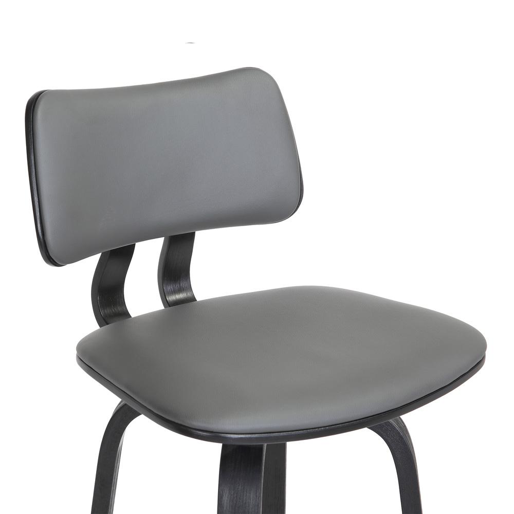 Armen Living  - Pico 26in Swivel Black Wood Counter Stool in Grey Faux Leather with Black Metal - LCPIBABLKGRY26 veiw 5