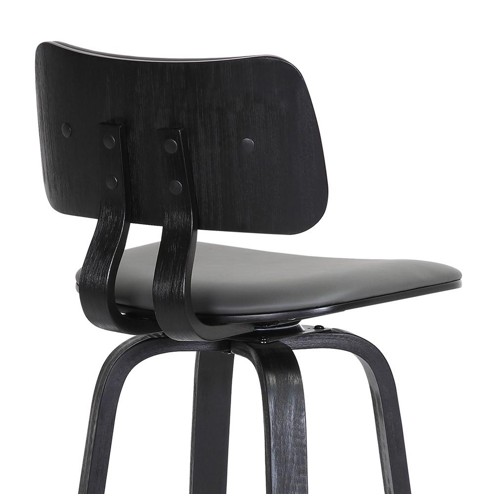 Armen Living  - Pico 26in Swivel Black Wood Counter Stool in Grey Faux Leather with Black Metal - LCPIBABLKGRY26 veiw 6
