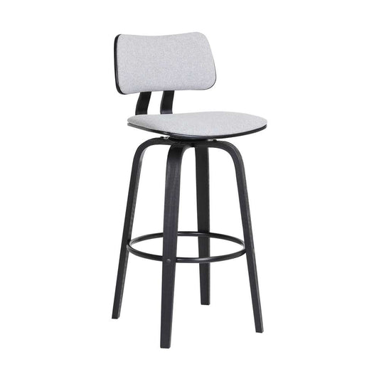 Armen Living  - Pico 26in Swivel Black Wood Counter Stool in Light Grey Fabric with Black Metal - LCPIBABLKLTGR26 veiw 1