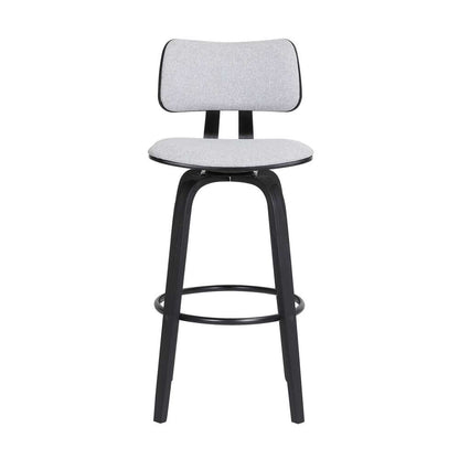 Armen Living  - Pico 26in Swivel Black Wood Counter Stool in Light Grey Fabric with Black Metal - LCPIBABLKLTGR26 veiw 2