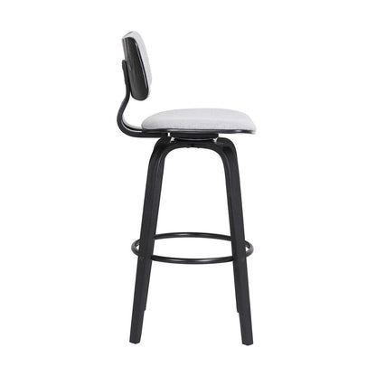 Armen Living  - Pico 26in Swivel Black Wood Counter Stool in Light Grey Fabric with Black Metal - LCPIBABLKLTGR26 veiw 3