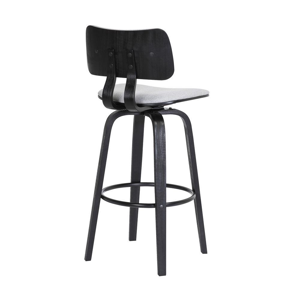 Armen Living  - Pico 26in Swivel Black Wood Counter Stool in Light Grey Fabric with Black Metal - LCPIBABLKLTGR26 veiw 4