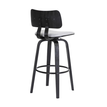 Armen Living  - Pico 26in Swivel Black Wood Counter Stool in Light Grey Fabric with Black Metal - LCPIBABLKLTGR26 veiw 4