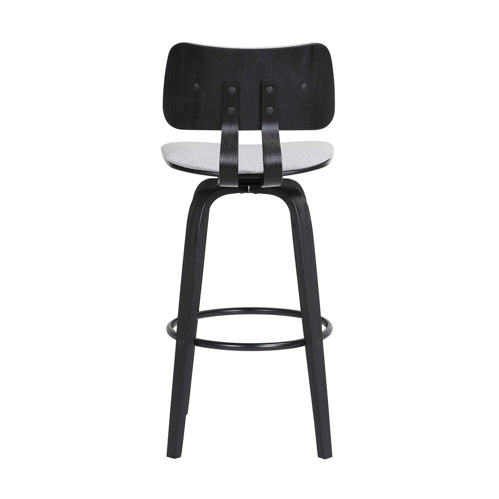 Armen Living  - Pico 26in Swivel Black Wood Counter Stool in Light Grey Fabric with Black Metal - LCPIBABLKLTGR26 veiw 5