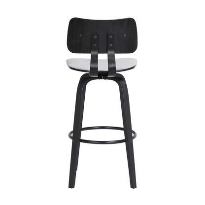 Armen Living  - Pico 26in Swivel Black Wood Counter Stool in Light Grey Fabric with Black Metal - LCPIBABLKLTGR26 veiw 5