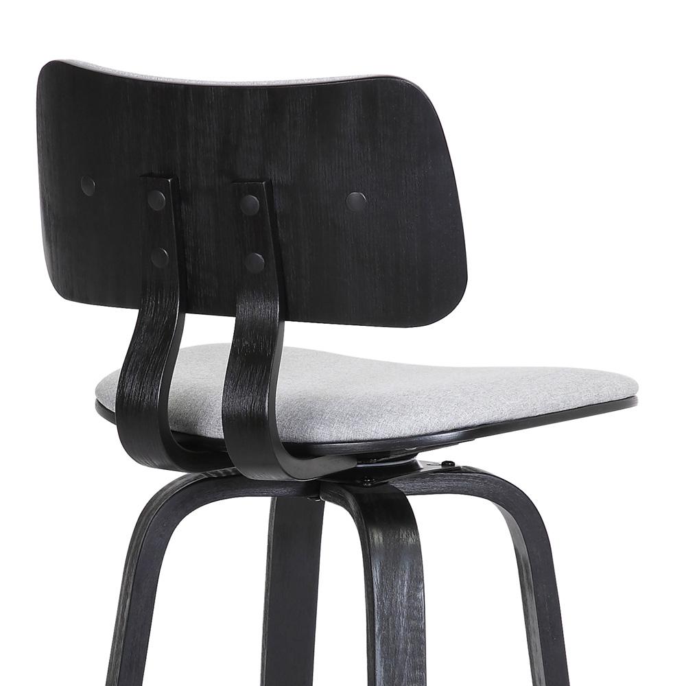 Armen Living  - Pico 26in Swivel Black Wood Counter Stool in Light Grey Fabric with Black Metal - LCPIBABLKLTGR26 veiw 7
