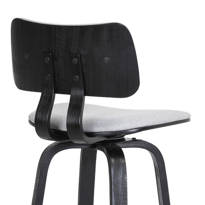 Armen Living  - Pico 26in Swivel Black Wood Counter Stool in Light Grey Fabric with Black Metal - LCPIBABLKLTGR26 veiw 7