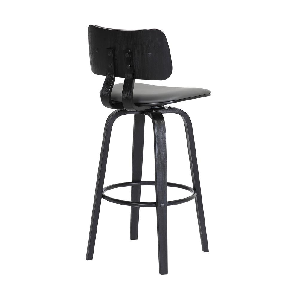 Armen Living  - Pico 30in Swivel Black Wood Bar Stool in Grey Faux Leather with Black Metal - LCPIBABLKGRY30 veiw 2