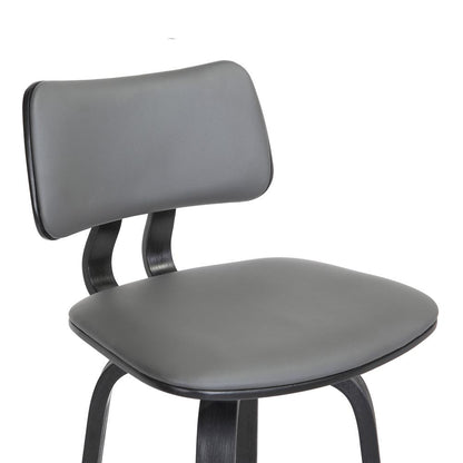 Armen Living  - Pico 30in Swivel Black Wood Bar Stool in Grey Faux Leather with Black Metal - LCPIBABLKGRY30 veiw 4