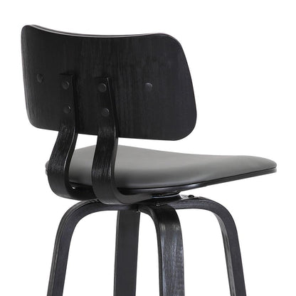Armen Living  - Pico 30in Swivel Black Wood Bar Stool in Grey Faux Leather with Black Metal - LCPIBABLKGRY30 veiw 5