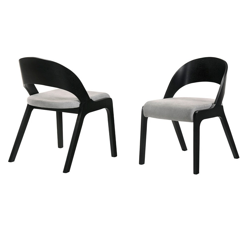 Armen Living - Polly Mid-Century Gray Upholstered Dining Chairs in Black Finish (Set of 2) - LCPLSIGRBL veiw 1