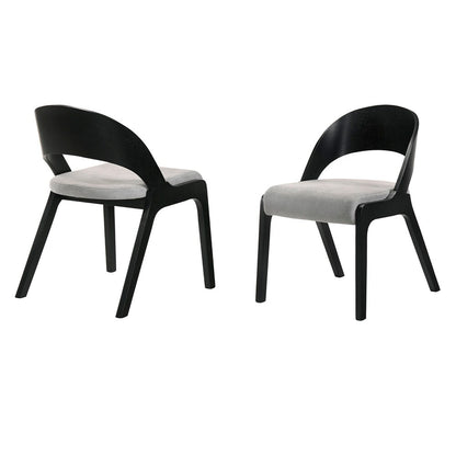 Armen Living - Polly Mid-Century Gray Upholstered Dining Chairs in Black Finish (Set of 2) - LCPLSIGRBL veiw 1
