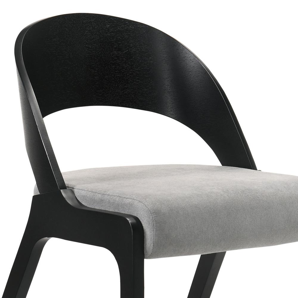 Armen Living - Polly Mid-Century Gray Upholstered Dining Chairs in Black Finish (Set of 2) - LCPLSIGRBL veiw 5