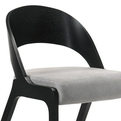 Armen Living - Polly Mid-Century Gray Upholstered Dining Chairs in Black Finish (Set of 2) - LCPLSIGRBL veiw 5