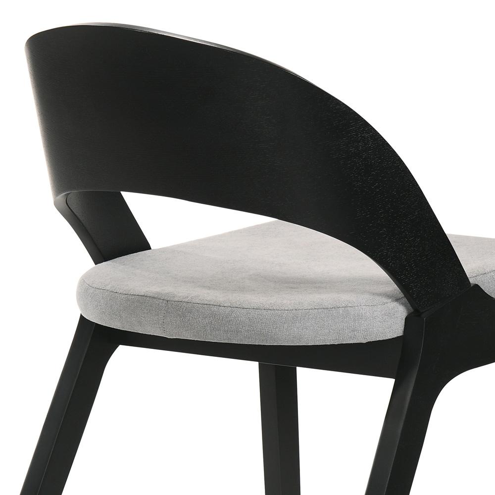Armen Living - Polly Mid-Century Gray Upholstered Dining Chairs in Black Finish (Set of 2) - LCPLSIGRBL veiw 6