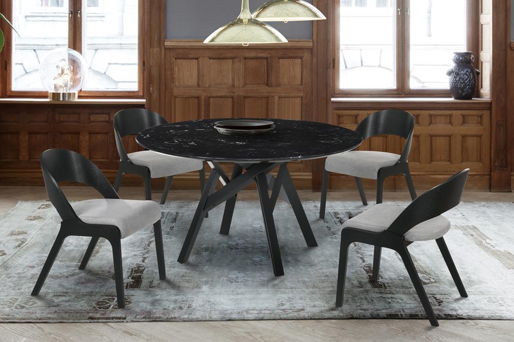 Armen Living - Polly Mid-Century Gray Upholstered Dining Chairs in Black Finish (Set of 2) - LCPLSIGRBL veiw 7