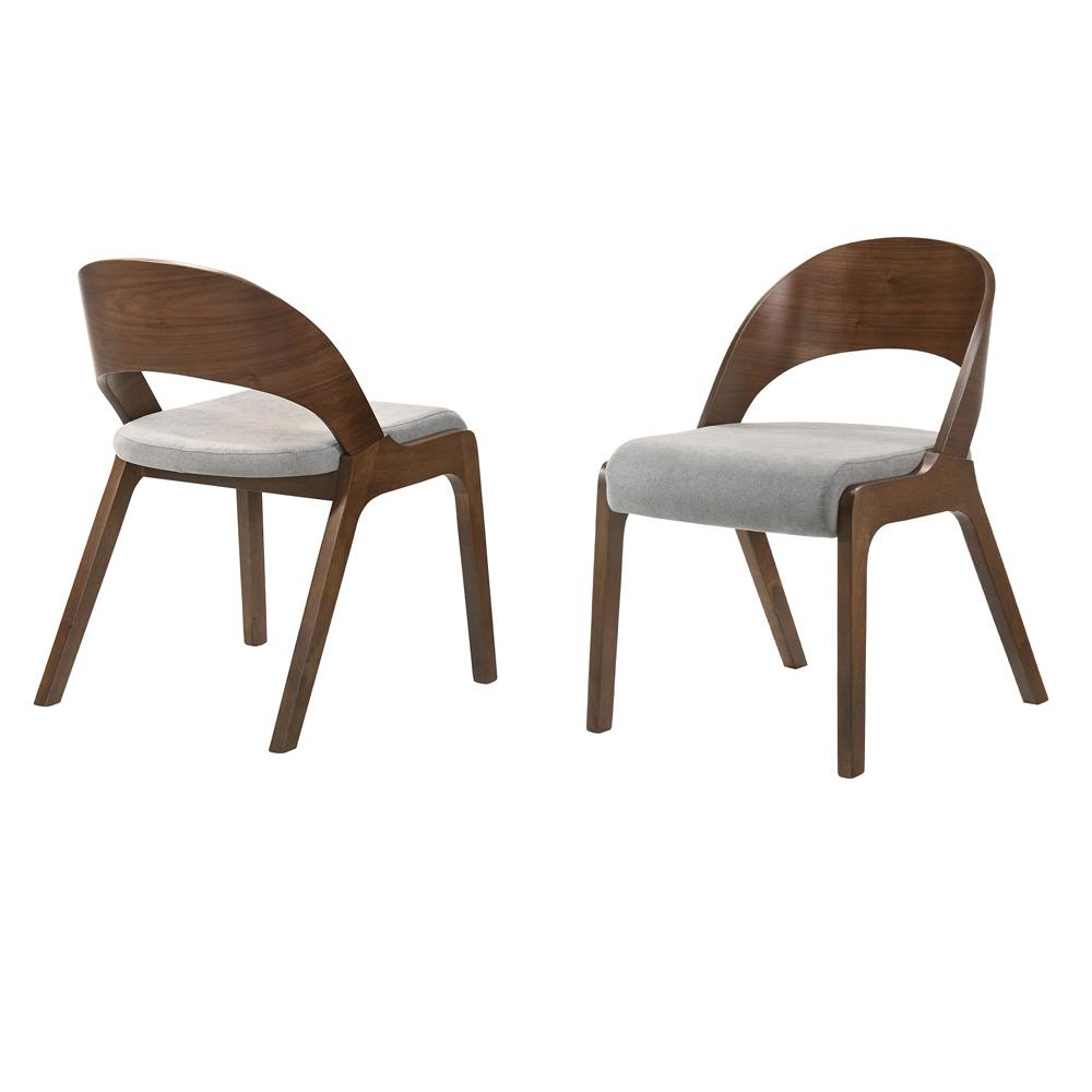 Armen Living - Polly Mid-Century Gray Upholstered Dining Chairs in Walnut Finish (Set of 2) - LCPLSIGRWA veiw 1